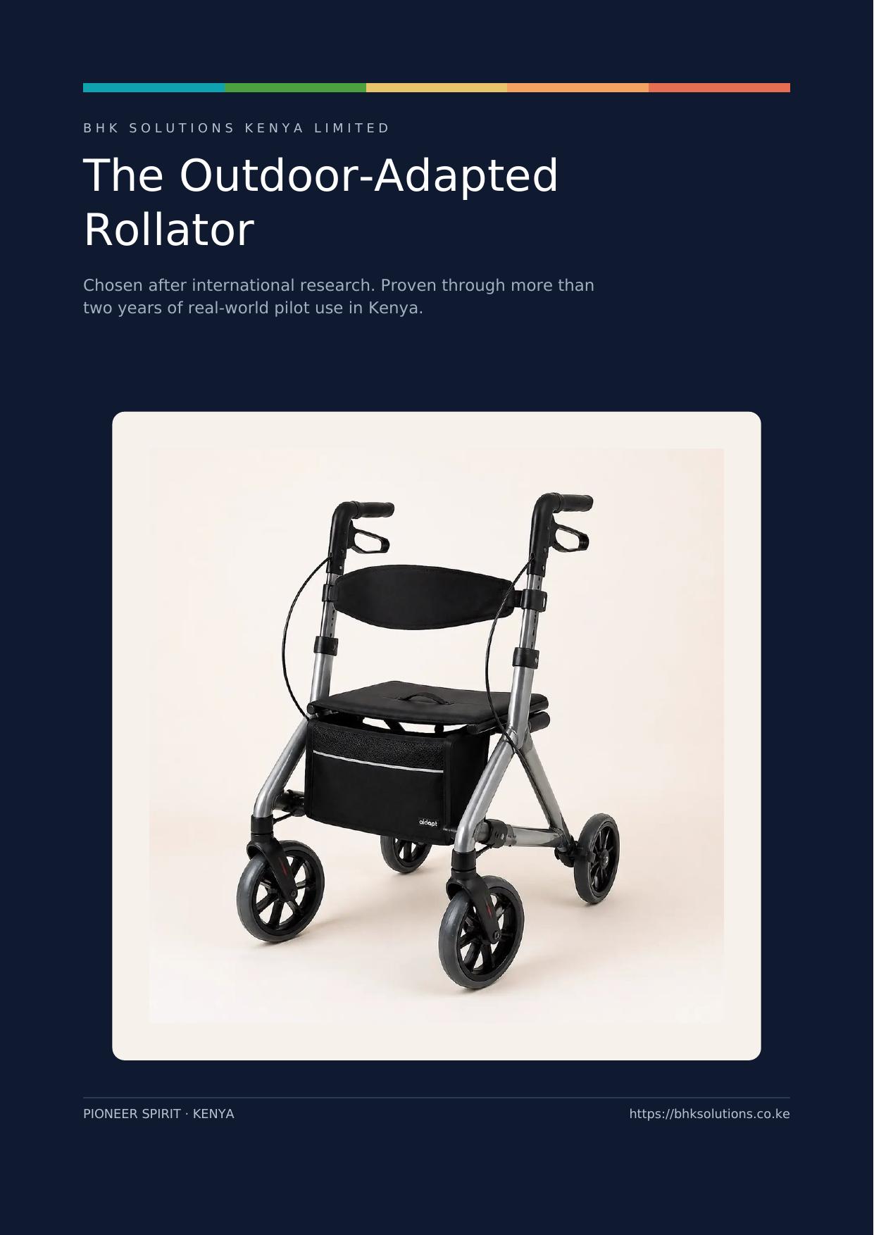 Cover of the BHK outdoor-adapted rollator brochure
